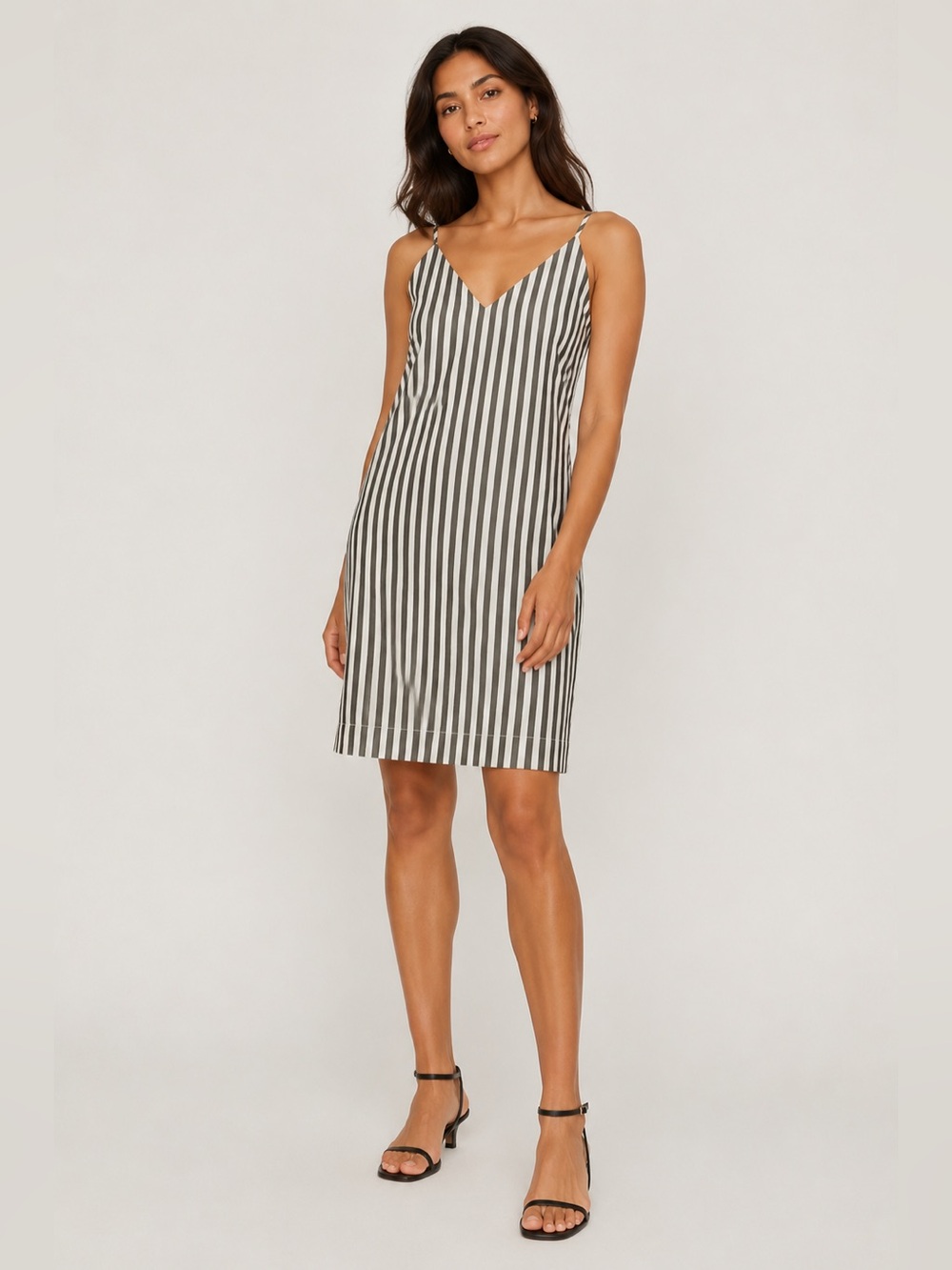 NWT | Everlane | The Poplin Slip Dress Bone/Black Striped - Size 4